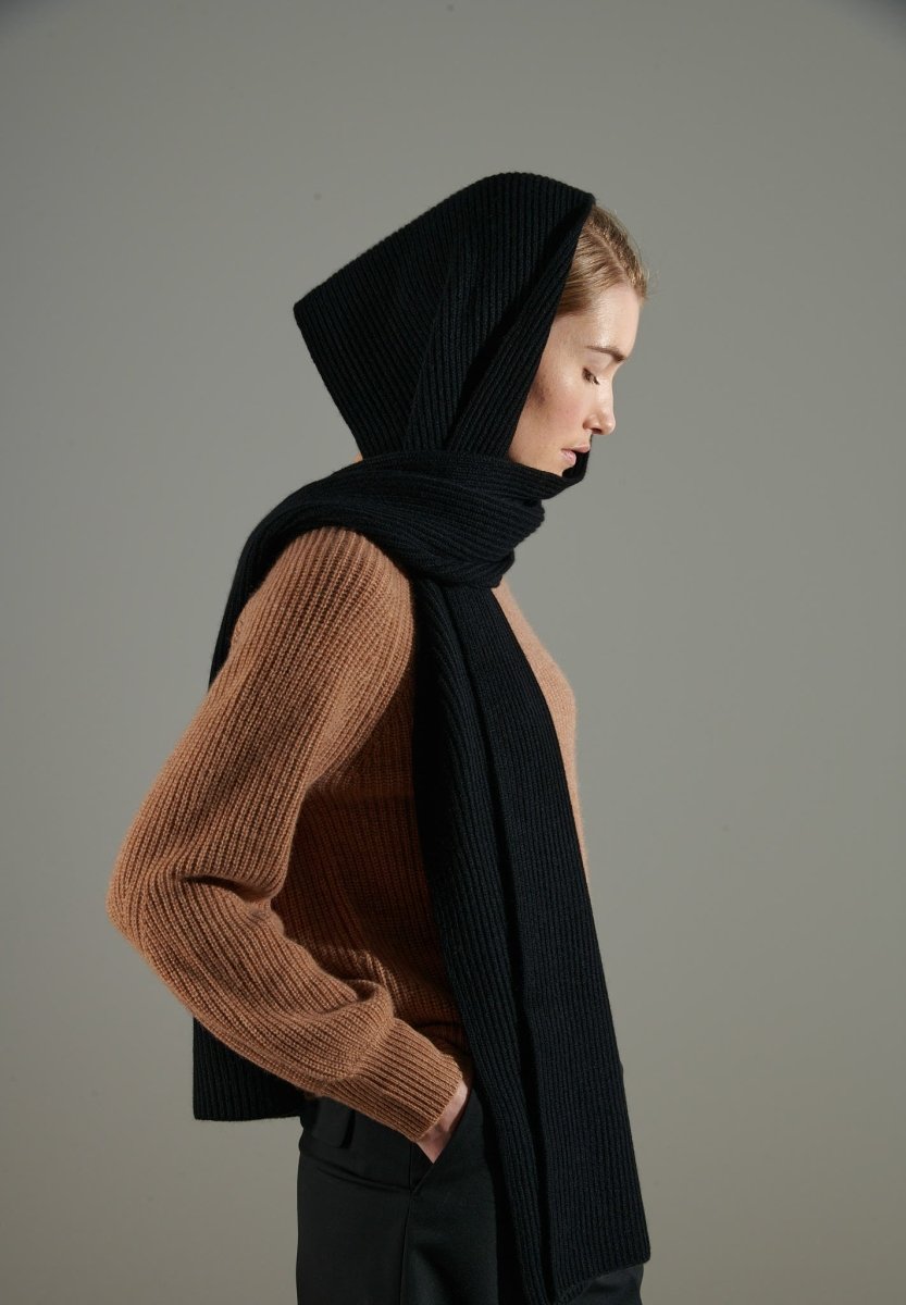 Écharpe cachemire 4 fils noir - UNI 10