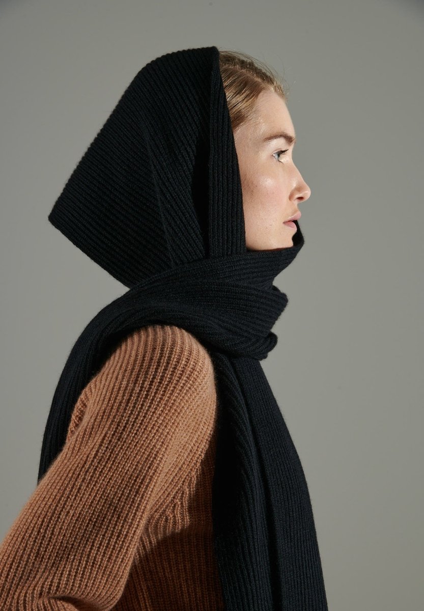 Écharpe cachemire 4 fils noir - UNI 10